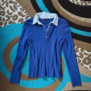 George Blue Button Down Ribbed Shirt